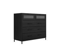 Edris Industrial Reeded 1 Drawer Bedside Cabinet black