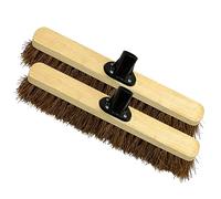 EDS 18” Garden Broom Head ONLY Outdoor Natural Bassine Hard Bristle Broom with Durable Support Bracket Yard Brush Heavy Duty Broom Outdoor Stiff Sweeping Yard (PACK OF 2)