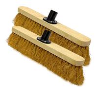EDS 18” Soft Broom Head ONLY Indoor Outdoor Sweeping Brush with Bristles Broom Head Outdoor Durable Support Bracket for Cleaning Flat (PACK OF 2)