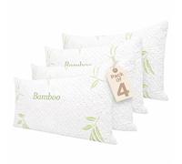 EDS Bamboo Memory Foam Pillow Pack of 4 Medium Firm Pillow for Neck & Shoulder Support Breathable Bed Pillow with Removable Machine Washable Cover for Side Back & Stomach Sleepers (Pack of 4)