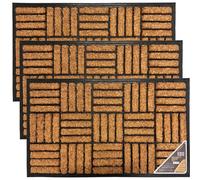 EDS Coco Coir Door Mat with Rubber Backing Floor Mat Outdoor Mat Heavy Duty Doormats Shoe Scrapper Removes Grass and Dirt, for Front Door, Patio and Entrance (45 X 75 CM) (PACK OF 3)