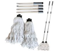 EDS Cotton Mop for Floor Cleaning with 4 Reusable Heads & 120cm Stainless Steel Handle for Hardwood, Tile, Marble, Vinyl, Laminate - PACK OF 2