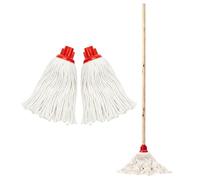 EDS Cotton String Mop 120cm Wooden Handle with Extra Replacement Mop Head Highly Absorbent Looped Design for Tile Wood & Kitchen Floors Durable Floor Cleaning Mop (PACK OF 1)