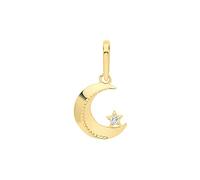 EDS Jewels Contemporary 9ct Gold Ladies Crescent Moon Pendant with Cubic Zirconia/CZ - 20mm*10mm WJS28224