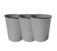 EDS Round Waste Paper Bin |Modern Chequered Design| Lightweight Sturdy Plastic 5L Waste Paper Basket | Small Waste Bin For Bedroom, Lounge, Office And Desk (PACK OF 3, GREY)