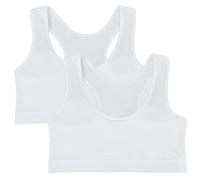 EDS Service Crop Top Bra for Kids, 2 Pack Cotton First Teen Girls Bra, Non- Wire Double Layer Girls Training Bra for Age 8-14 Years White