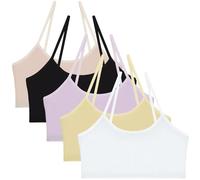 EDS Service Girls Crop Top Bra, Cute Cotton Training Bra for Kids, Non Wired Beginners Bralette, Non Padded Girls First Vest Bra for Age 7-12 Years Pack of 5