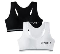 EDS Service Teen Girls Bra, 2 Pack Kids Crop Top Bra, Girls Training Bra with Removable Pad, Cotton Sports Vest for Age 8-14 Years