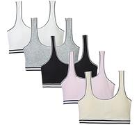 EDS Service Teen Girls Bra, 5 Pack Sports Cotton Vest, Soft Underwear with Removable Pad for Age 10-16 Years