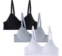 EDS Service Teen Girls Bras, Wire Free Cotton Training Bra for Kids, Young Girls Sports Padded Crop Top with Adjustable Strap for Women 12-18 Years Pack of 3 32A