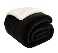 EDS Sherpa Fleece Blanket Throw Dual Sided Plush Fabric Extra Soft Thermal Fluffy Blanket Sherpa Throws for Bed and Sofa Improves Sleep - Black King 200 X 240