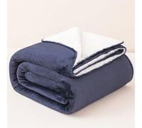 EDS Sherpa Fleece Blanket Throw Dual Sided Plush Fabric Extra Super Soft Thermal Fluffy Travel Blanket Sherpa Throws for Sofa Bed Spread Improves Sleep (King-200X240cm, NAVY BLUE)