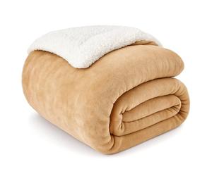EDS Sherpa Fleece Throw Blanket Double Size Super Soft Warm Sofa Throw Reversible Bed Throws For Bed Sofa Couch- Mink Double 150 X 200