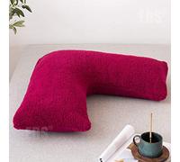 EDS Tedddy Fleece V Pillow with Pillowcase V Shape Pillow Orthopaedic Fleece Casing Soft Warm Pillow Case Nursing Maternity Pregnancy Pillow Non Allergenic Pillow Case with Pillow (PLUM)