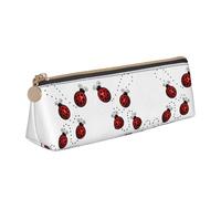 EdsfFehs Art Ladybug Tracks Print Leather Pencil Case,Triangle Stationery Storage Bag,Simple Fashion