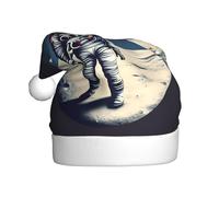EdsfFehs Astronaut On The Moon Print Christmas Hat,Holiday Headwear For New Year,Xmas Party,Cosplay Decorations