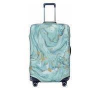 EdsfFehs Azurite Teal and Foil Gold Oil Marble Pattern Print Luggage Cover,Fashion Suitcase Protector Washable Scratch Resistant