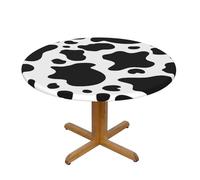 EdsfFehs Black And White Cow Print Round Tablecloth For Indoor Outdoor Kitchen Party Courtyard Wedding,90 Cm