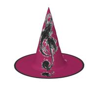EdsfFehs Black Smoke Music Print Halloween Hat,Pointed Funny Wide Brim Wizard Headwear,Foldable Festival Supplies