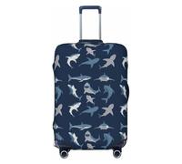 EdsfFehs Blue Cartoon Shark Print Suitcase Cover,Washable Lightweight Fashion for Easy Identification