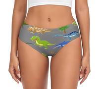 EdsfFehs Cartoon Dinosaur Images Print Women'S Briefs,Comfortable,Breathable,Lightweight Sports And Everyday Black