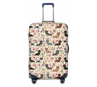 EdsfFehs Dachshund Floral Print Suitcase Cover,Washable Lightweight Fashion for Easy Identification