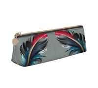 EdsfFehs Dancing Feather Print Triangle Leather Pencil Case,Smooth Zipper Portable Storage Pouch