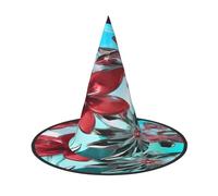 EdsfFehs Flower Stained Glass Print Halloween Hat,Pointed Funny Wide Brim Wizard Headwear,Foldable Festival Supplies