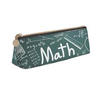 EdsfFehs Formulas Shapes Theory Math Lesson Word Print Leather Pencil Case,Triangle Stationery Storage Bag,Simple Fashion