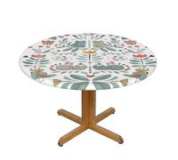 EdsfFehs Funny Cats Birds And Flowers Print Round Tablecloth For Indoor Outdoor Kitchen Party Courtyard Wedding,100 Cm