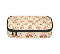 EdsfFehs Giraffe Heart Flower Butterfly Print Pencil Case,Large Capacity Zipper Stationery Organizer