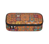 EdsfFehs Group of Moroccan Geometric Print Pencil Case,Large Capacity Zipper Stationery Organizer
