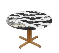 EdsfFehs Halloween Flying Bats Print Round Tablecloth For Indoor Outdoor Kitchen Party Courtyard Wedding,100 Cm