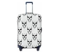 EdsfFehs Halloween Themed Monochrome Skeleton Head Print Suitcase Cover,Washable Lightweight Fashion for Easy Identification