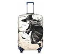 EdsfFehs Halloween Witch Flying Print Suitcase Cover,Washable Lightweight Fashion for Easy Identification