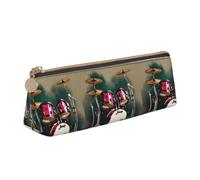 EdsfFehs Jazz Drum Print Triangle Leather Pencil Case,Smooth Zipper Portable Storage Pouch
