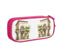 EdsfFehs Large Capacity Antique Building with Roman Olive Branch and Greek Print Double Layer Zipper Pencil Case,Multi Compartment Portable