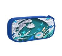 EdsfFehs Large Capacity Blue Fly Dragonfly Print Double Layer Zipper Pencil Case,Multi Compartment Portable