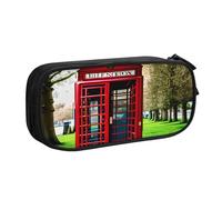 EdsfFehs Large Capacity British Phone Booth Print Double Layer Zipper Pencil Case,Multi Compartment Portable