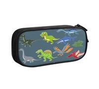 EdsfFehs Large Capacity Cartoon Dinosaur Images Print Double Layer Zipper Pencil Case,Multi Compartment Portable