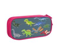 EdsfFehs Large Capacity Cartoon Dinosaur Images Print Double Layer Zipper Pencil Case,Multi Compartment Portable