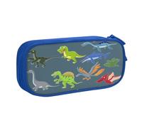 EdsfFehs Large Capacity Cartoon Dinosaur Images Print Double Layer Zipper Pencil Case,Multi Compartment Portable