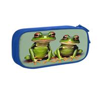 EdsfFehs Large Capacity Funny Green Frogs 1 Print Double Layer Zipper Pencil Case,Multi Compartment Portable