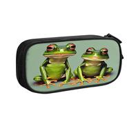 EdsfFehs Large Capacity Funny Green Frogs 1 Print Double Layer Zipper Pencil Case,Multi Compartment Portable