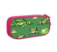 EdsfFehs Large Capacity Funny Green Frogs Print Double Layer Zipper Pencil Case,Multi Compartment Portable