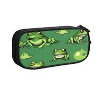 EdsfFehs Large Capacity Funny Green Frogs Print Double Layer Zipper Pencil Case,Multi Compartment Portable