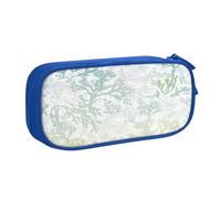 EdsfFehs Large Capacity Green Sea Blue Seaweed Print Double Layer Zipper Pencil Case,Multi Compartment Portable