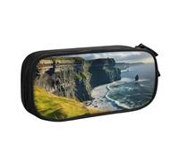 EdsfFehs Large Capacity Ireland Outdoors County Clare The Cliffs Print Double Layer Zipper Pencil Case,Multi Compartment Portable