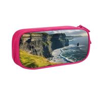 EdsfFehs Large Capacity Ireland Outdoors County Clare The Cliffs Print Double Layer Zipper Pencil Case,Multi Compartment Portable