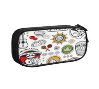 EdsfFehs Large Capacity Mexican Salsa Symbols Print Double Layer Zipper Pencil Case,Multi Compartment Portable